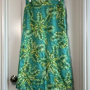 C&C California 100% Linen Tropical Print Flowy Maxi Skirt Coastal Chic Style